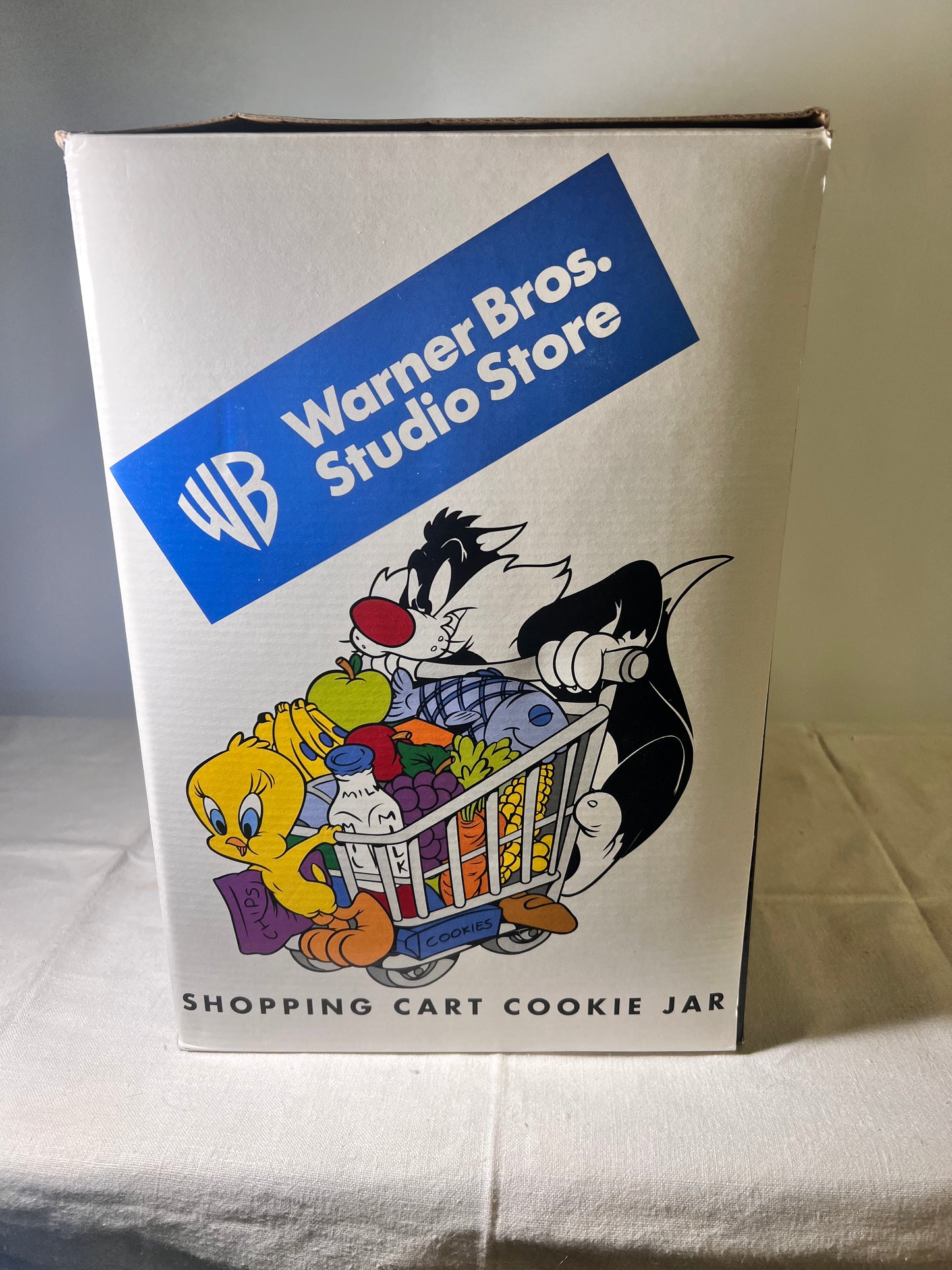 Tweety Bird and Sylvester-11” Shopping Cart Cookie Jar- Warner Brothers- Looney Tunes-1999