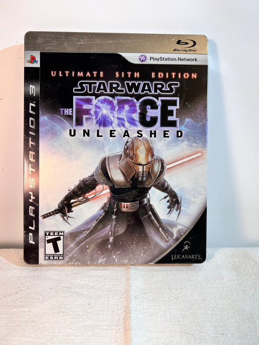 PlayStation - Star Wars The Force Unleashed- ultimate Sith Edition- Rate T - metal case, game and instruction manual