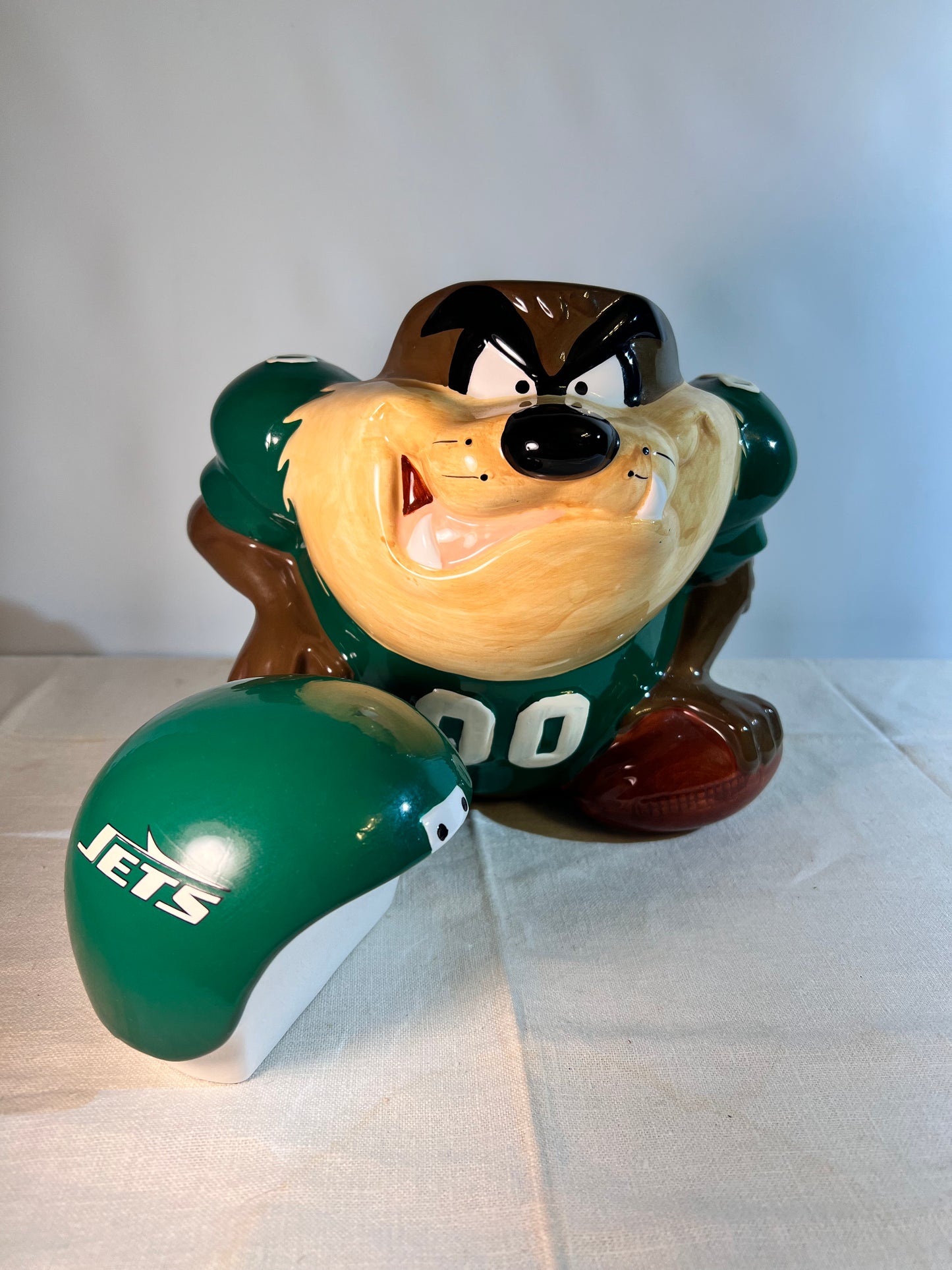 Taz -10” Cookie Jar- NFL Team- New York Jets- Looney Tunes-Warner Brothers- item# 6812- 1994