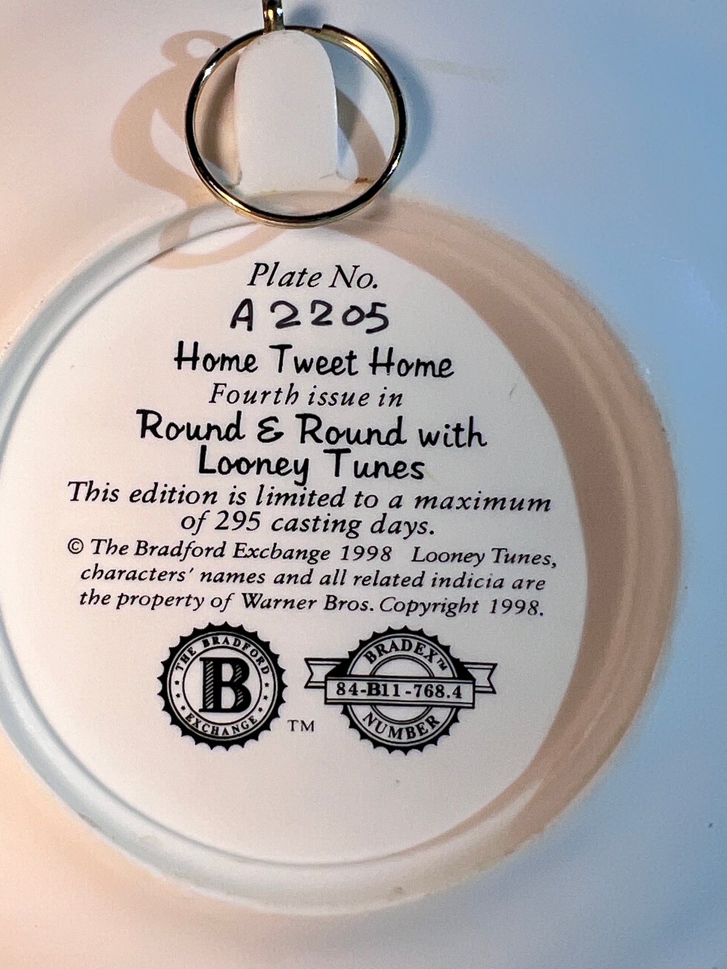 “Home Tweet Home” 5 1/2” Plate - Bradford Exchange- # A2205 -4th issue of Round And Round collection- 3D characters set this plate at 8”-