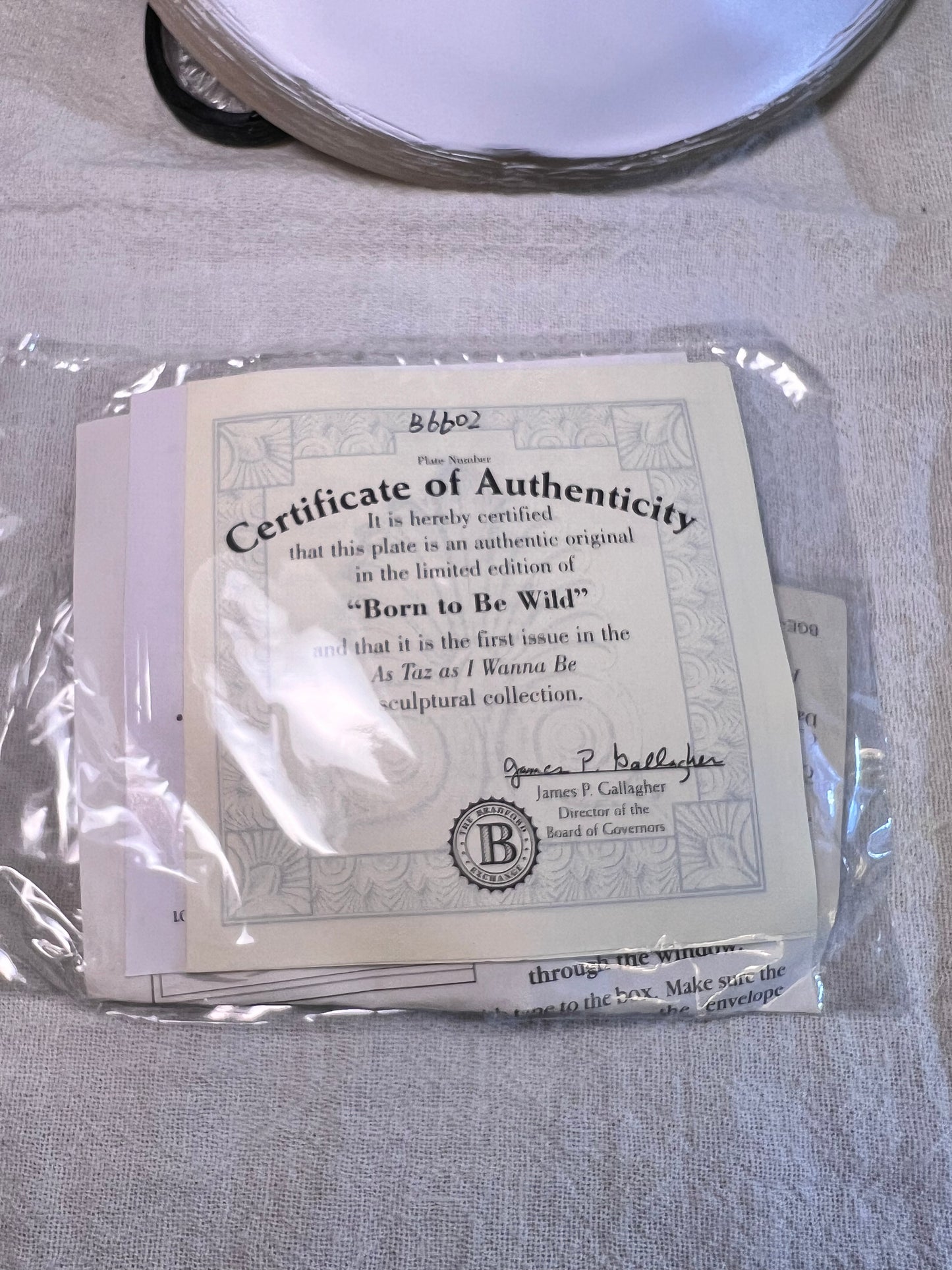 Born to Be Wild!- 5 1/2” Plate- 1st issue in As Taz I Wanna Be! - Bradford Exchange- Looney Tunes- Warner Brothers- 3D -1998- # B6602- certificate of authenticity