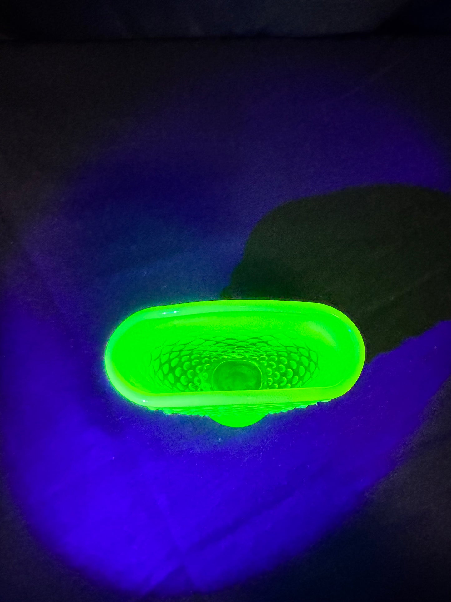 Uranium- Fenton- Hobnail- small Fan Flower Vase - topaz opalescent