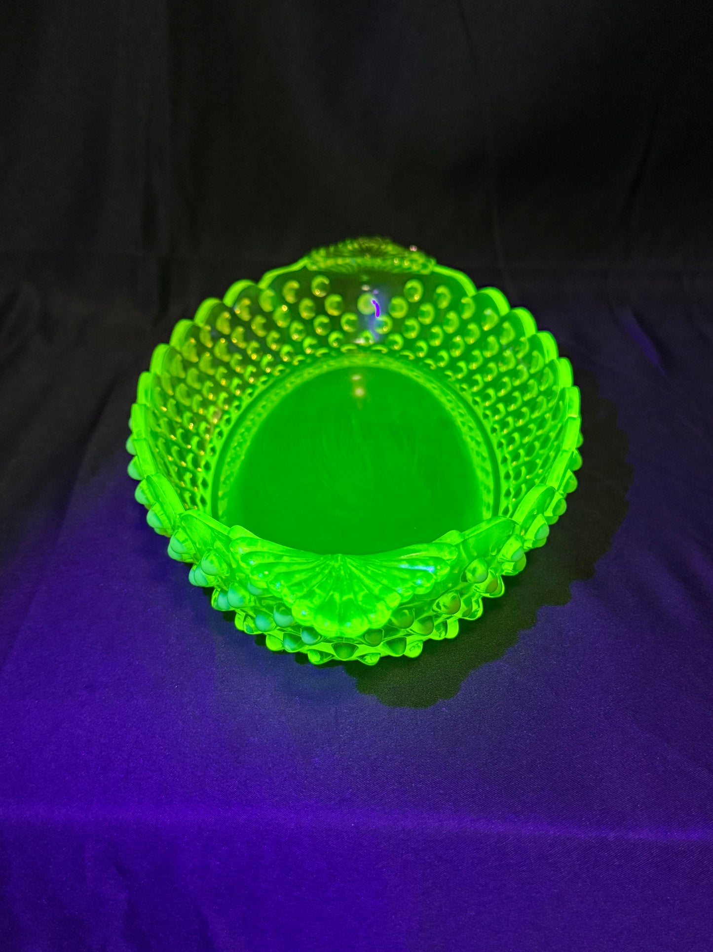 Uranium- Fenton- Hobnail- Oval Serving Dish- Topaz Opalescent