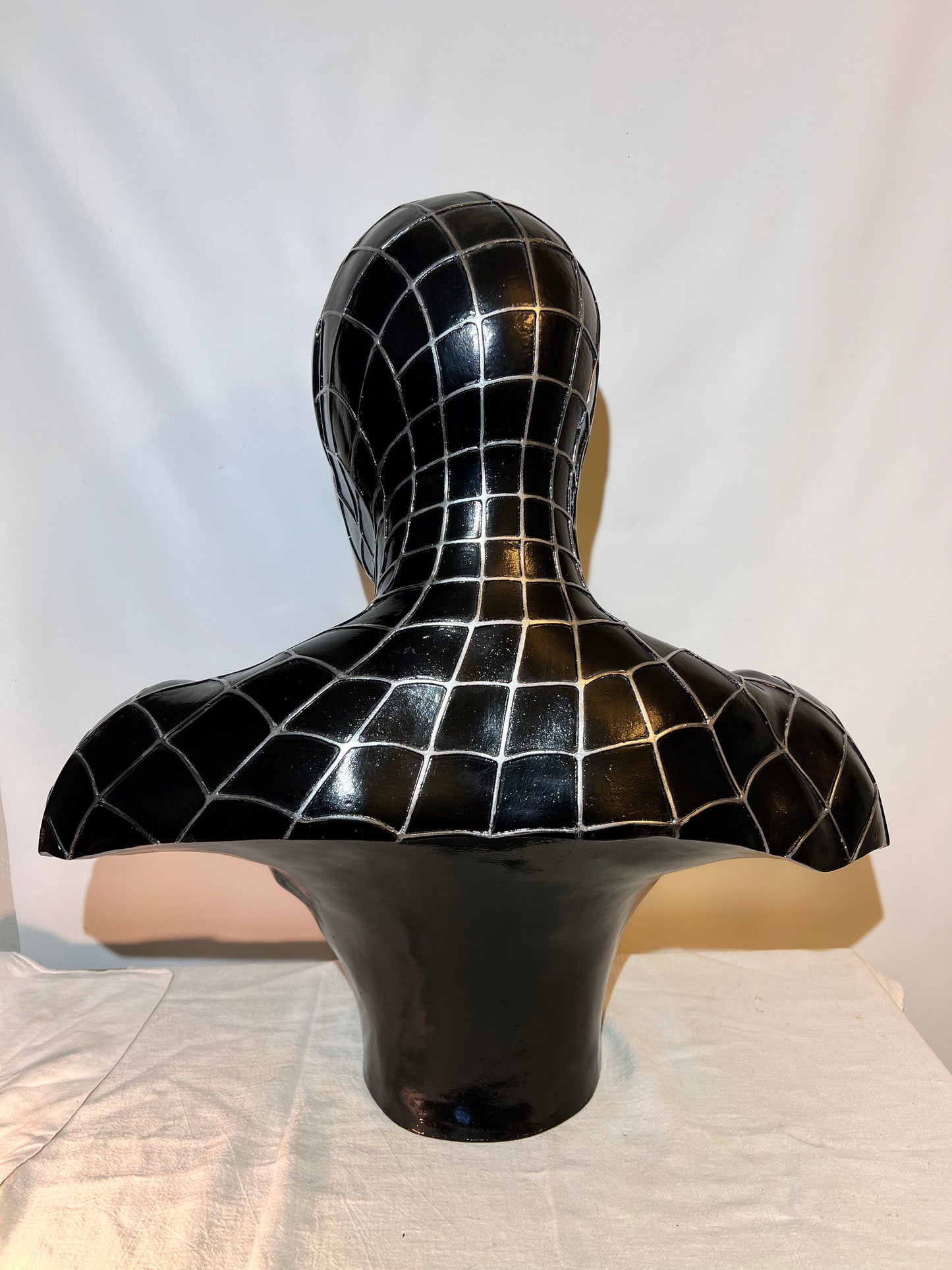 Spider Man - 22” Bust - black suited with silver spider and web - plastic resin