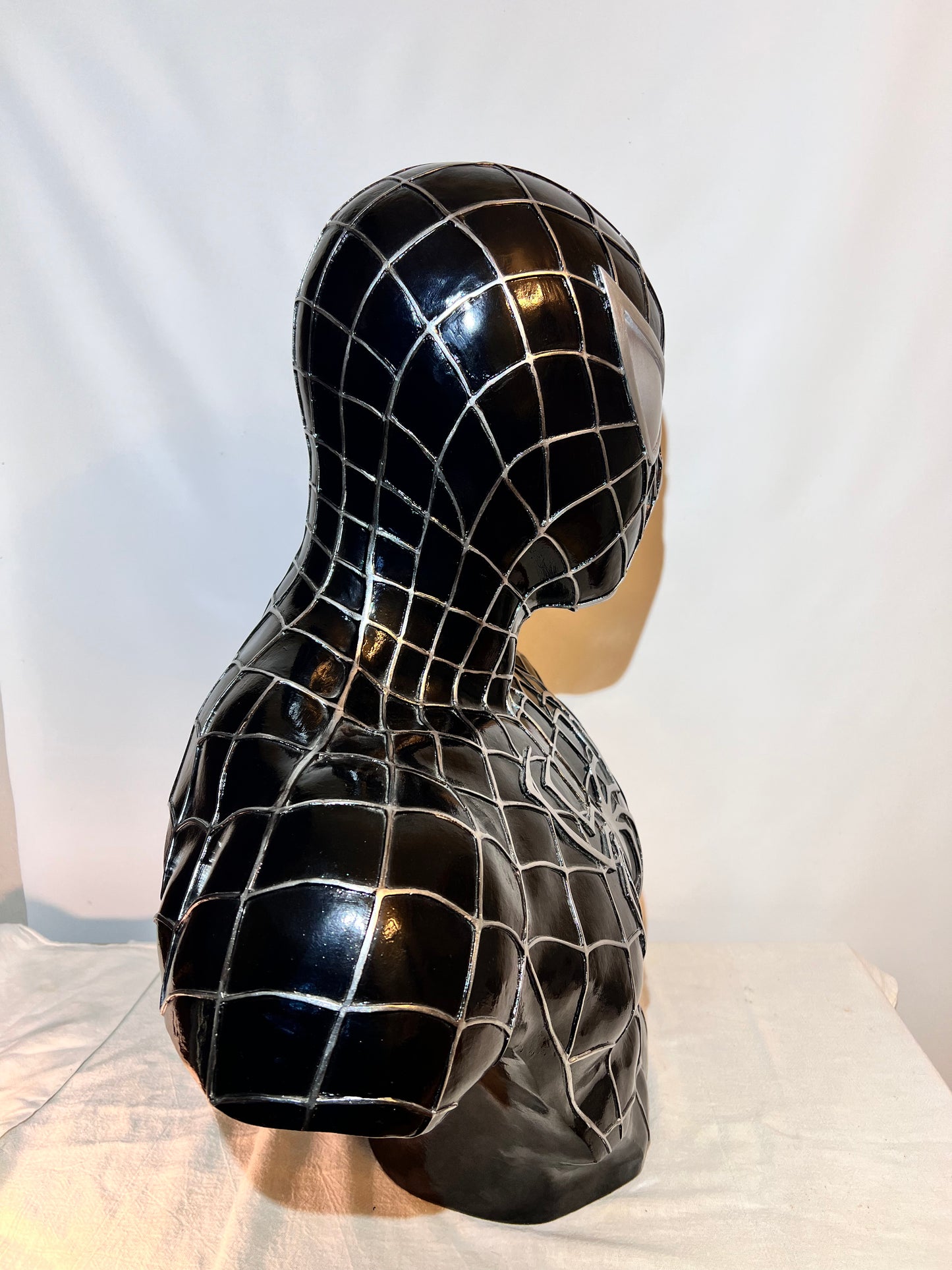 Spider Man - 22” Bust - black suited with silver spider and web - plastic resin