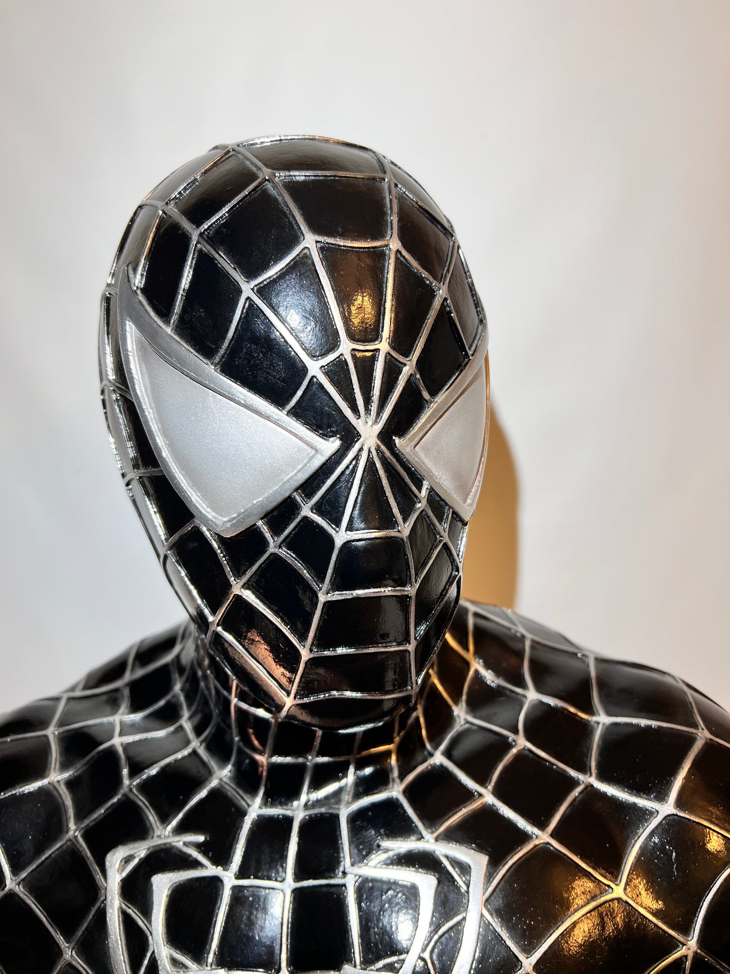 Spider Man - 22” Bust - black suited with silver spider and web - plastic resin