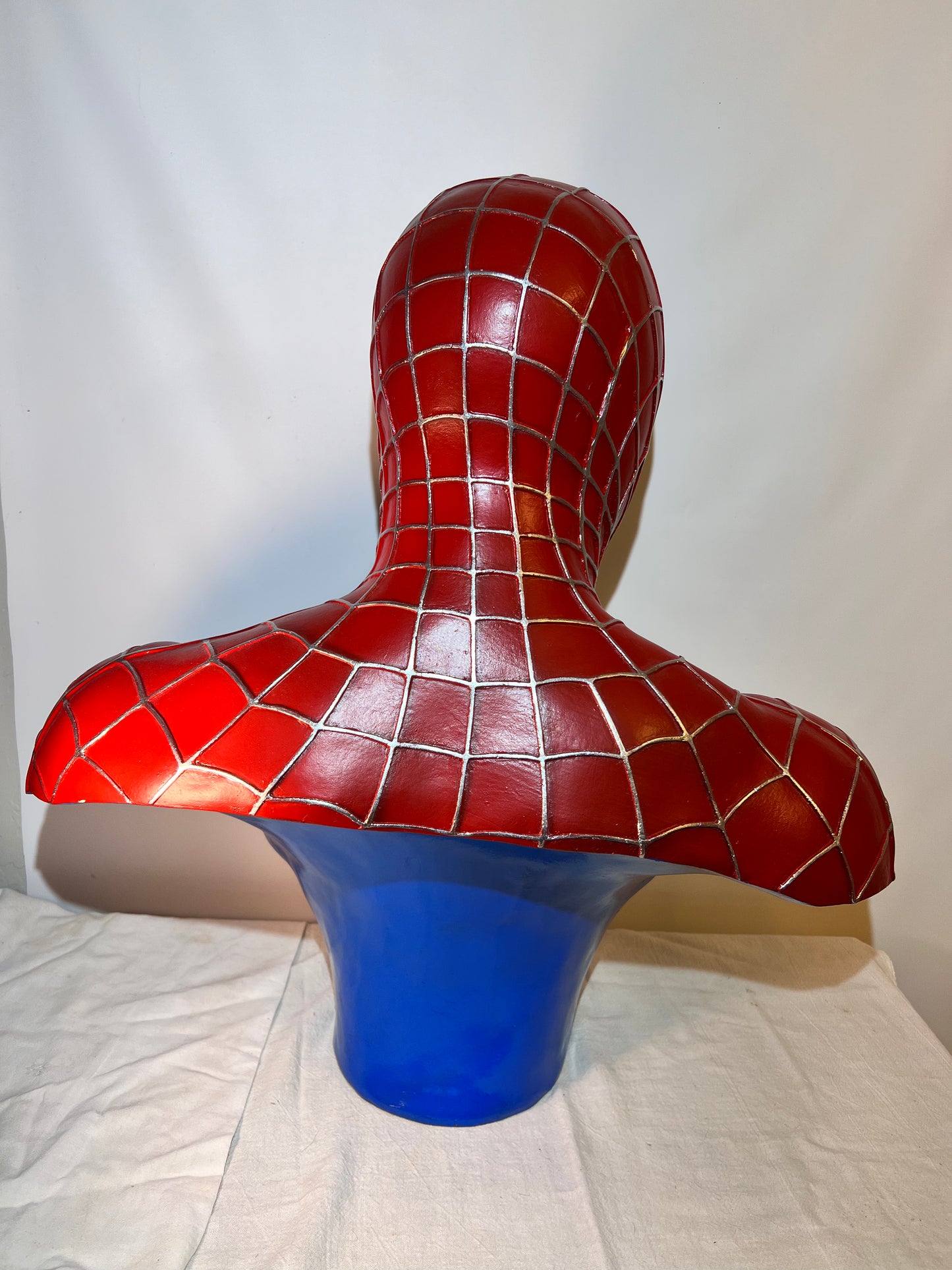 Spider-Man - 22” Bust - Hollow Plastic Resin - Red suit -silver webbing- Black spider- blue base