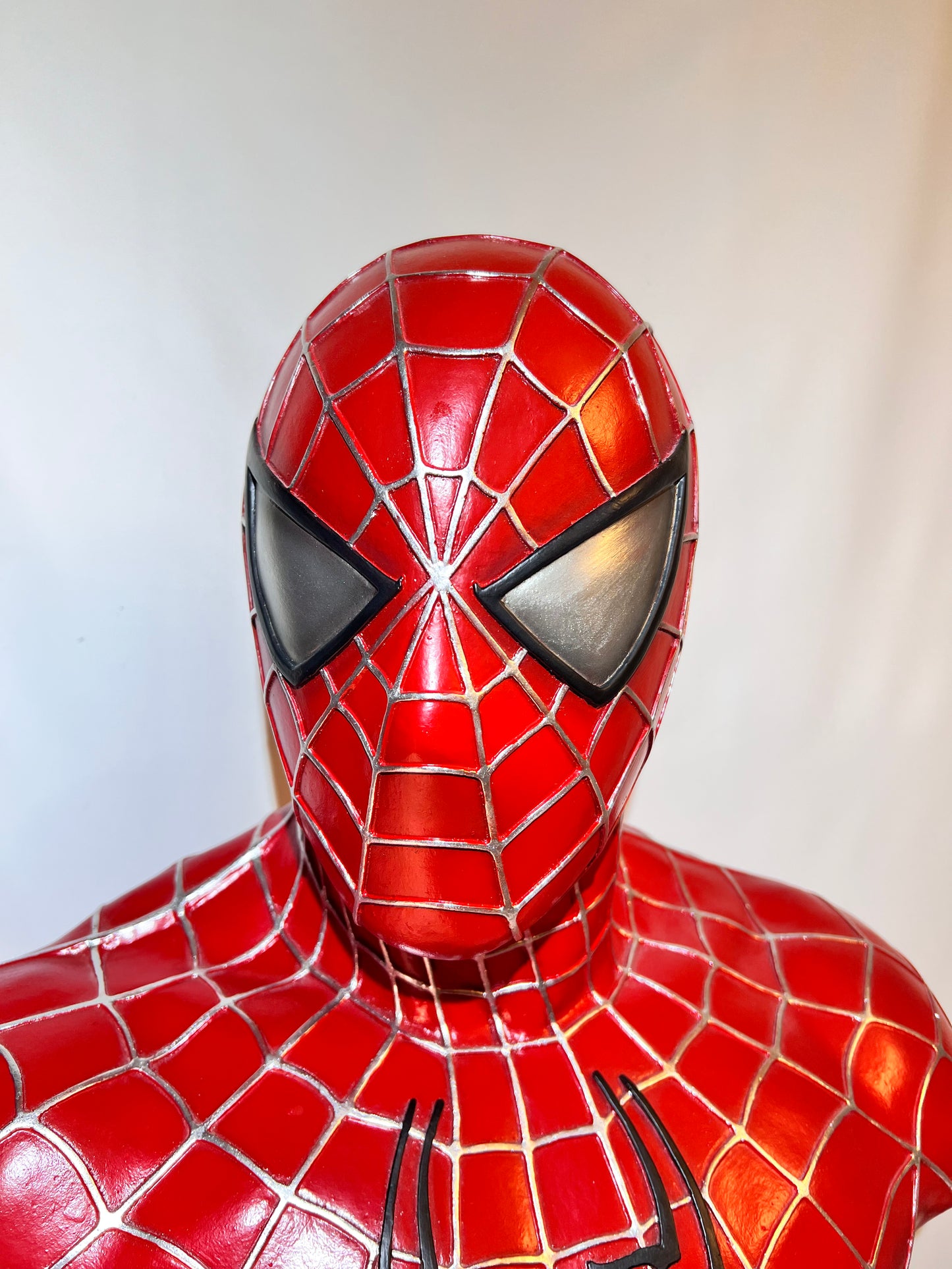 Spider-Man - 22” Bust - Hollow Plastic Resin - Red suit -silver webbing- Black spider- blue base