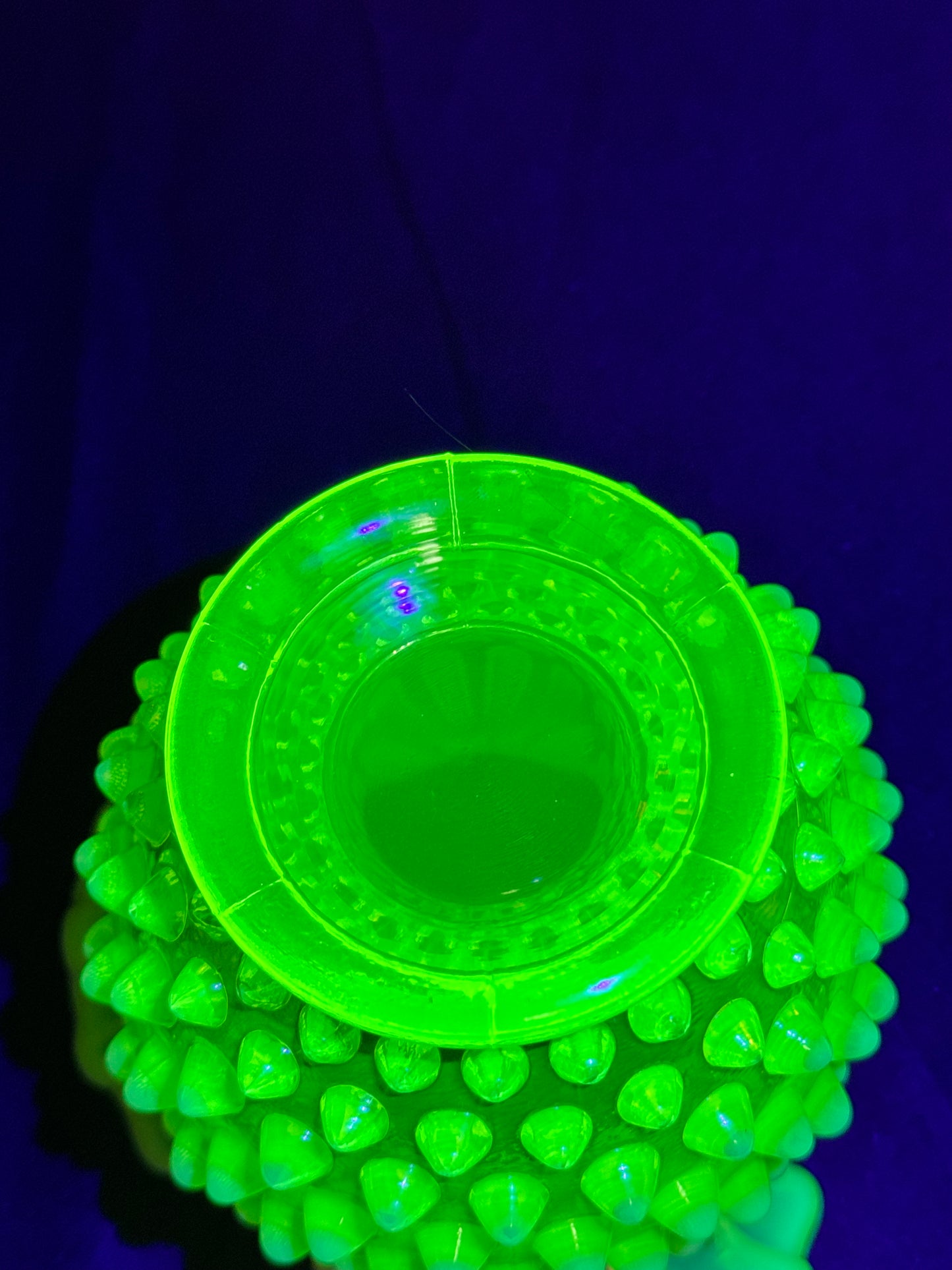 Uranium- Fenton- Hobnail- Ruffled Rose Vase- topaz opalescent