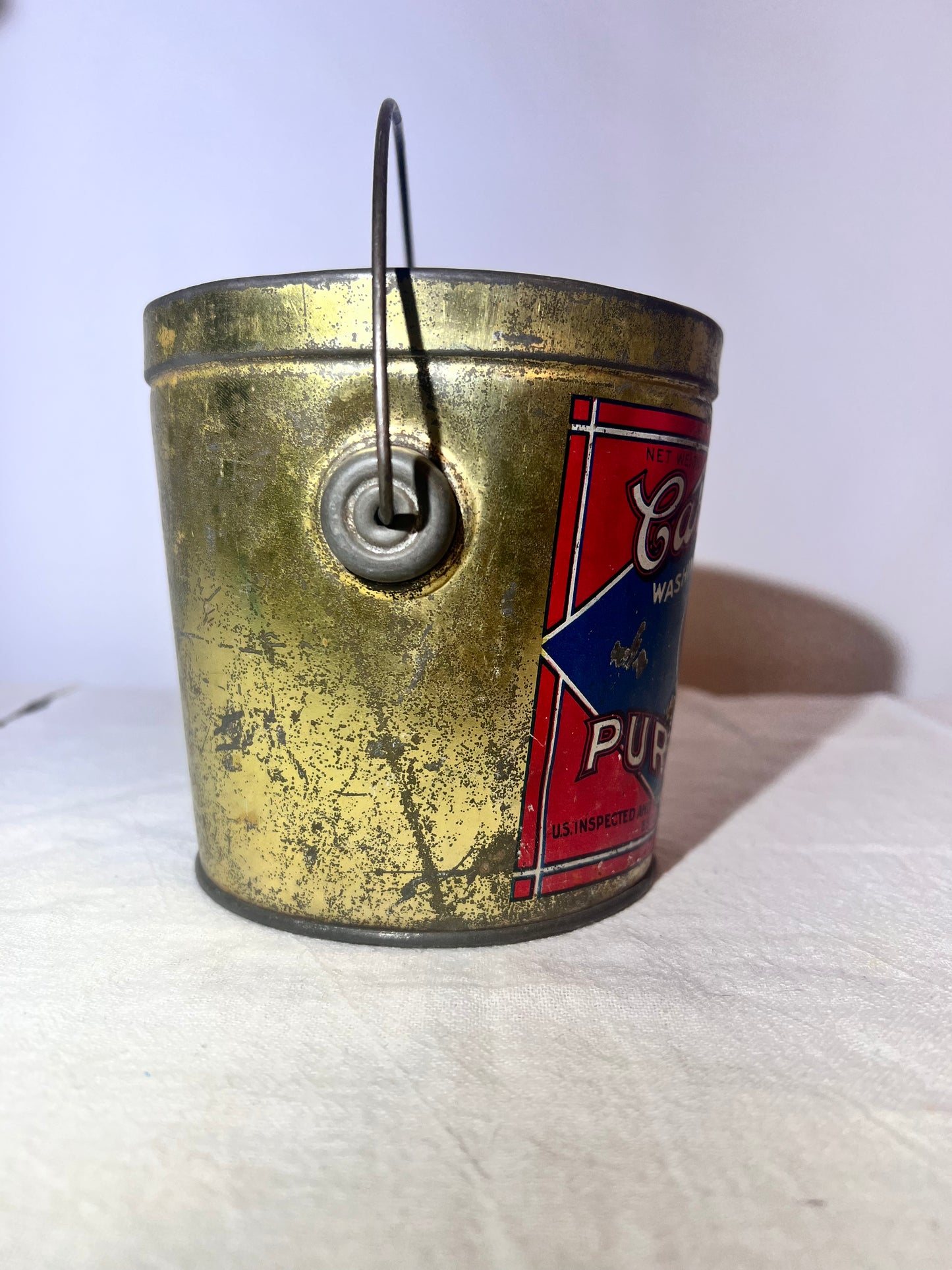Vintage 4 1/2” tall Tin - Carstens Pure Lard - Washington Brand- Ace 08