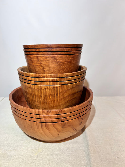 Jed Smith - Redwood - 3 piece Bowl set- Northern California Coast- hand crafted