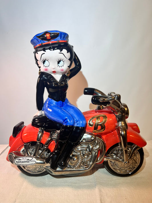 Betty Boop - 14” x 14” x7” Cookie Jar - “Biker” - Clay Art - 2000 - South San Francisco