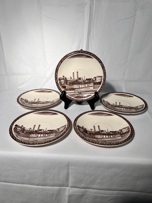 “Our America” Rockwell Kent Vernon Kilns- Mississippi River - set of 5 - 6 1/2” tea plates