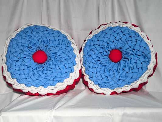 Red, white and blue 16” Handmade accent pillows-circle-set of 2