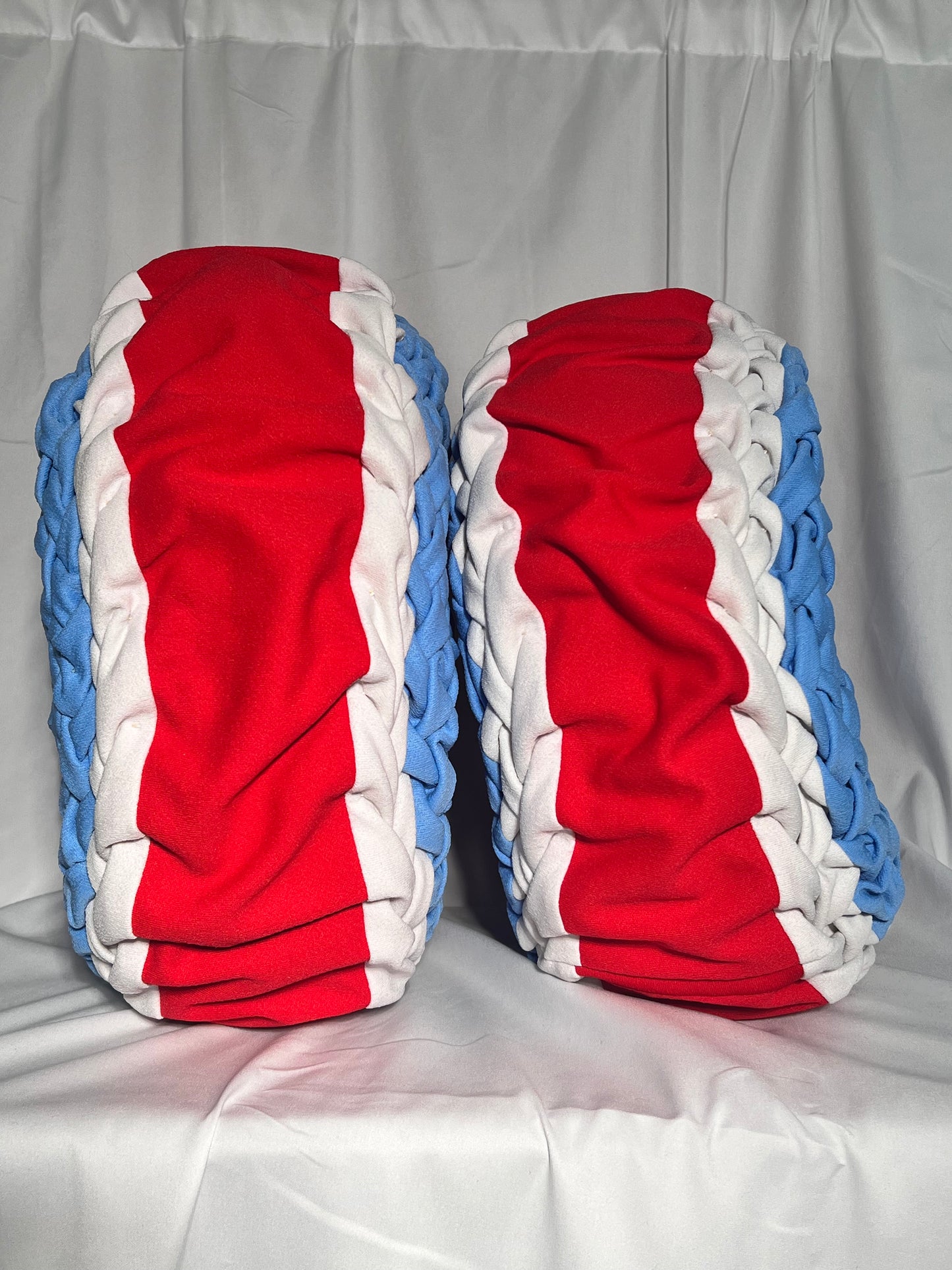 Red, white and blue 16” Handmade accent pillows-circle-set of 2