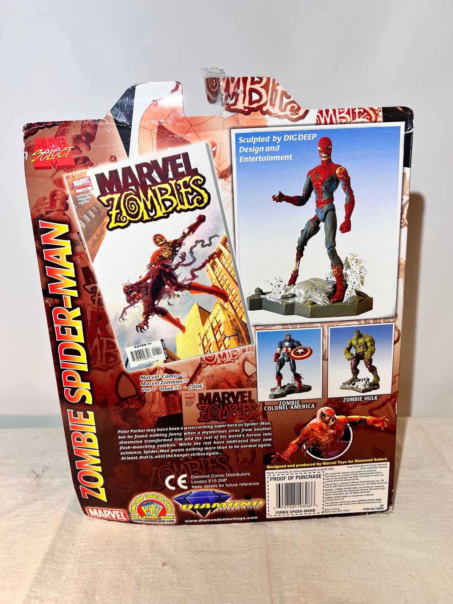 Zombie Spider Man- Marvel Select - special collectors, edition action figure with highly detailed base-Diamond select toys