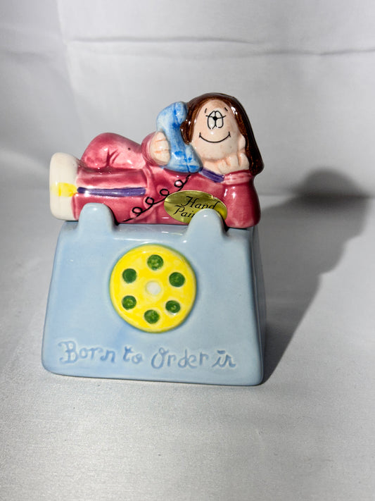 Cathy Buiewite - Salt and Pepper shakers - Papel - Hand painted- made in Sri Lanka- “Born to order in”
