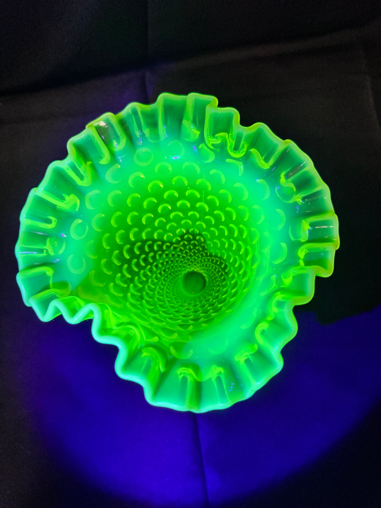 Uranium- Fenton- Hobnail- 8” Ruffled Flower Vase