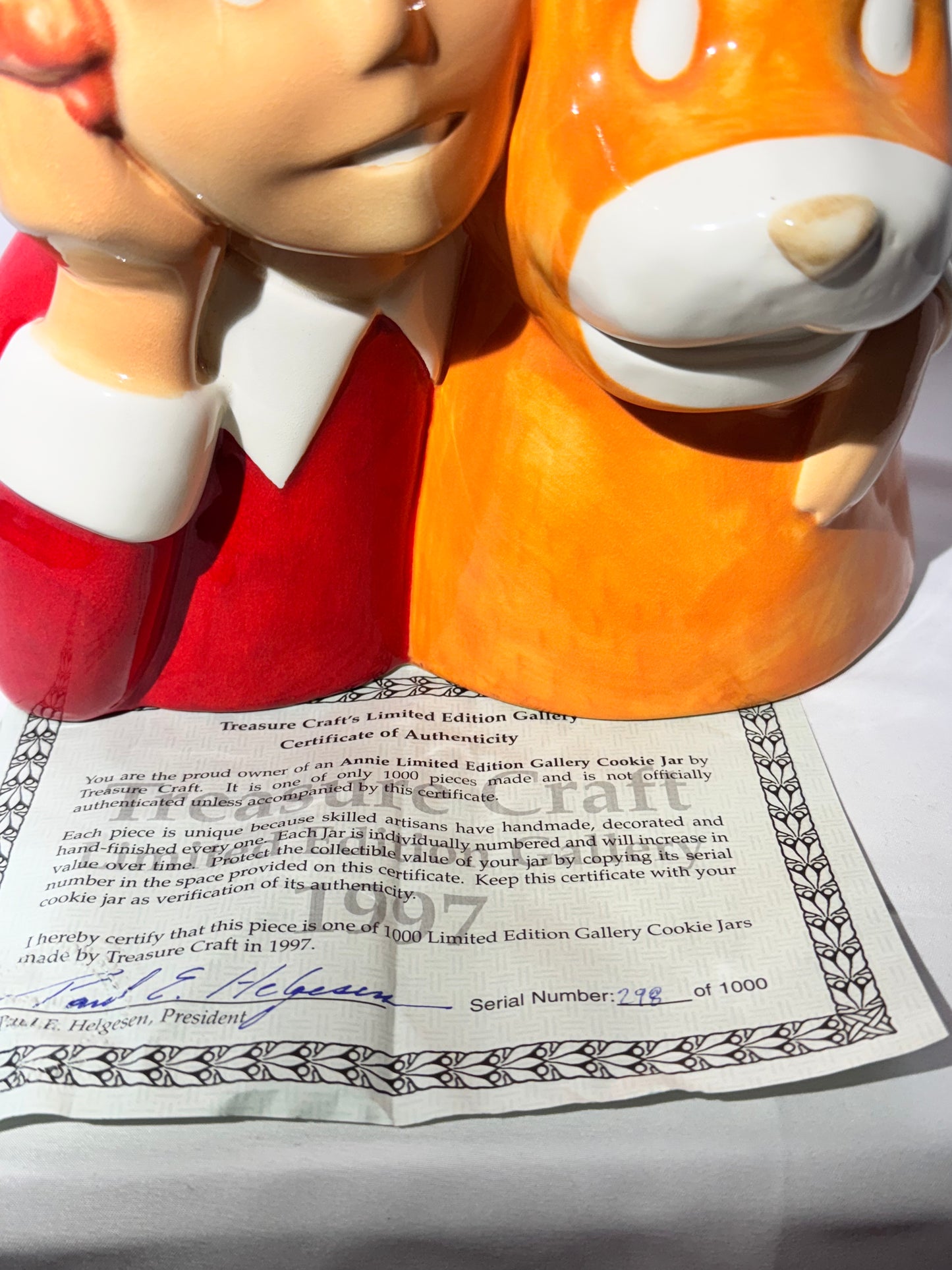 1997 Treasure Craft Little Orphan Annie & Sandy Cookie Jar - Limited Edition #298/1000