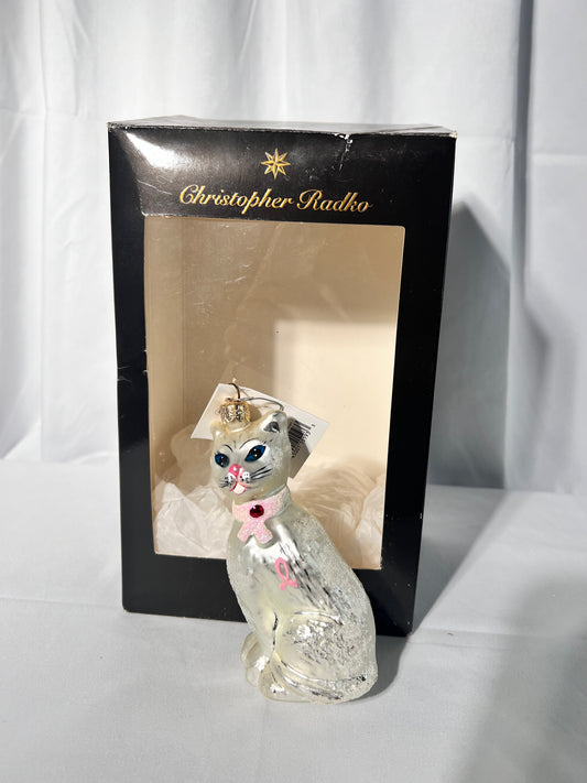 Radko - Felines Heart - Christmas Ornament- breast cancer cat