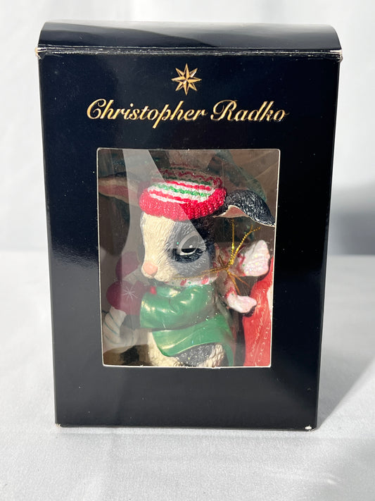 Radko - Woodland Wind- winter bunny holding umbrella- figurine - Christmas