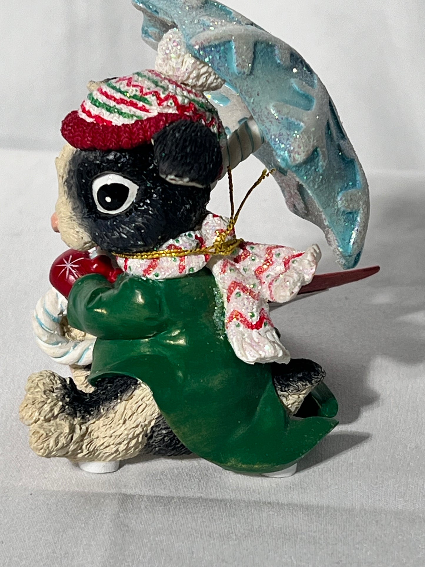 Radko - Woodland Wind- winter bunny holding umbrella- figurine - Christmas