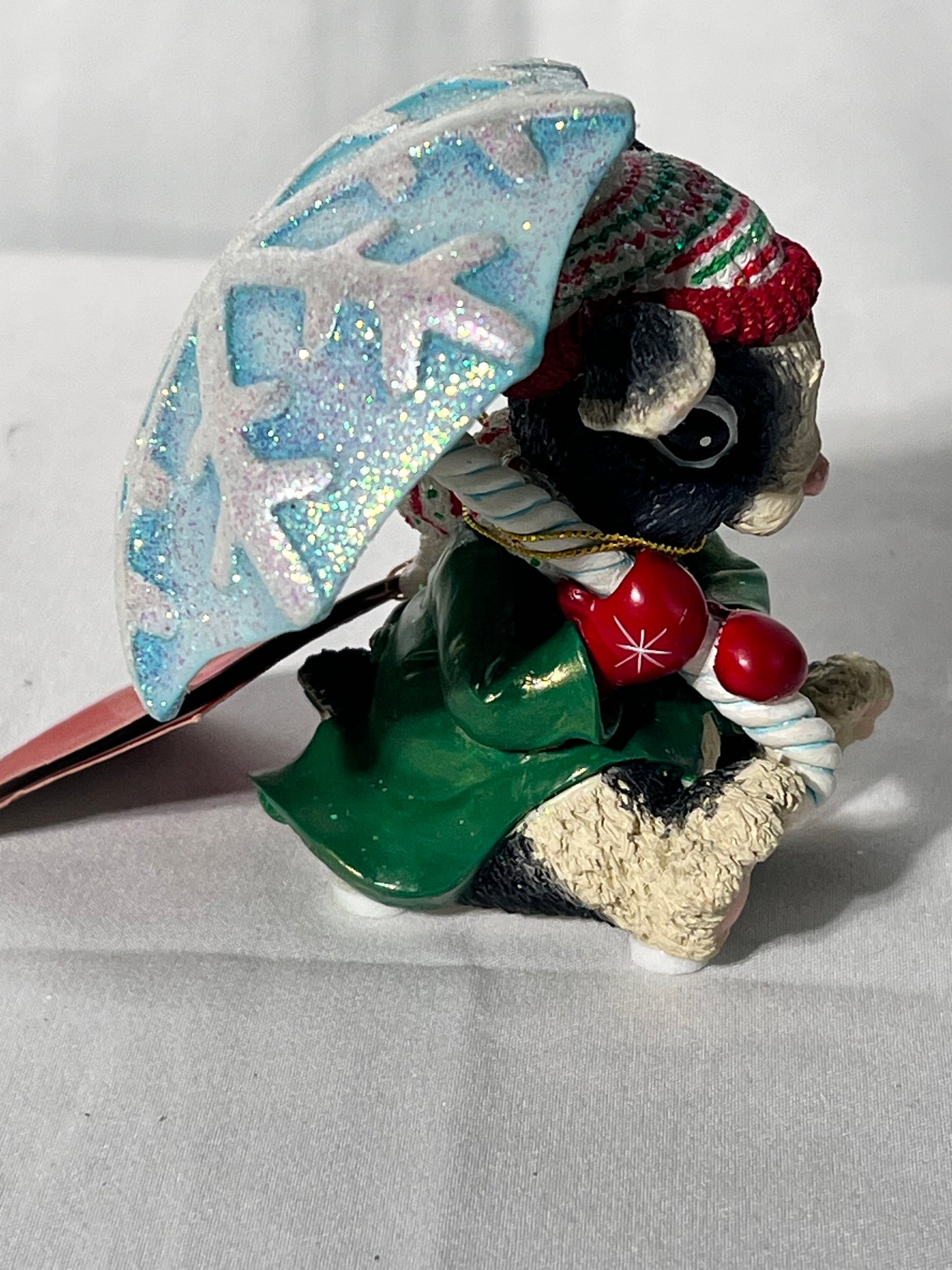 Radko - Woodland Wind- winter bunny holding umbrella- figurine - Christmas