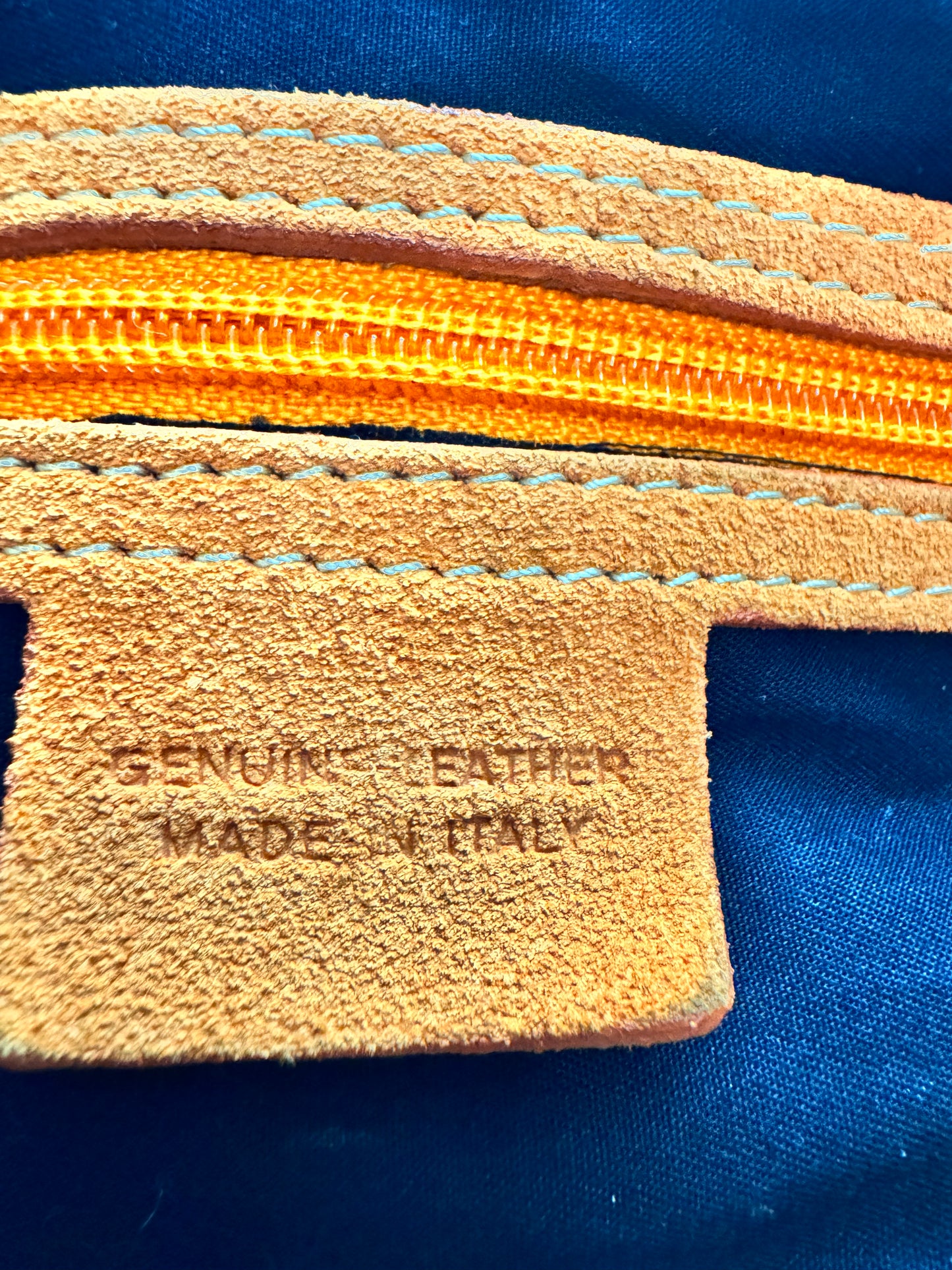Stylish Orange Leather Handbag with Chain Straps – Gently Used