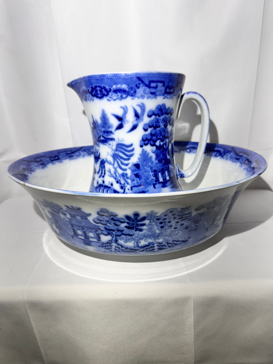 Blue Willow- Large bowl and Pitcher - Pottery