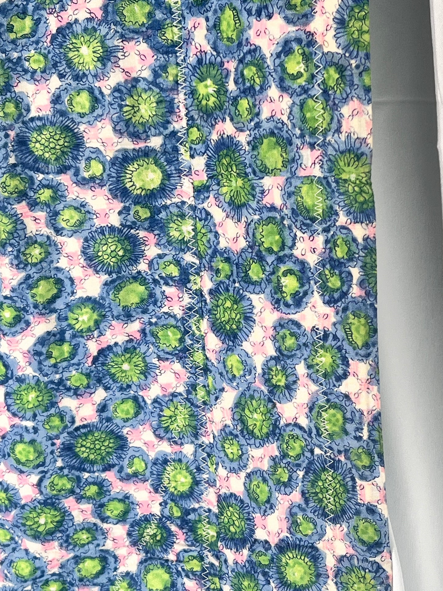 Quilt- Blue, Green, pink and white - kid or baby blanket