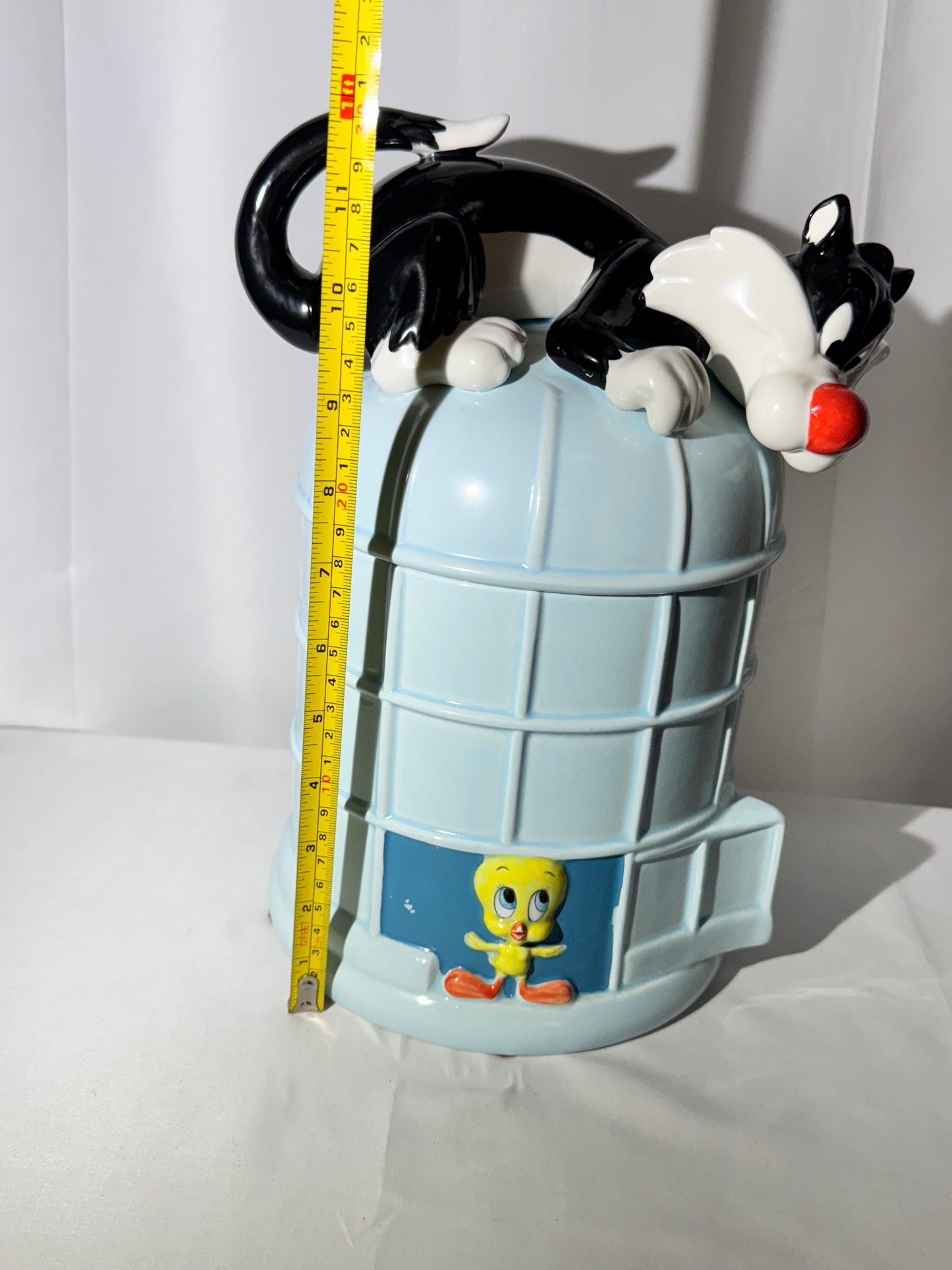 Sylvester and Tweety - Cookie Jar - Looney Tunes- Warner Brothers- Sylvester on tweety’s cage - 1989