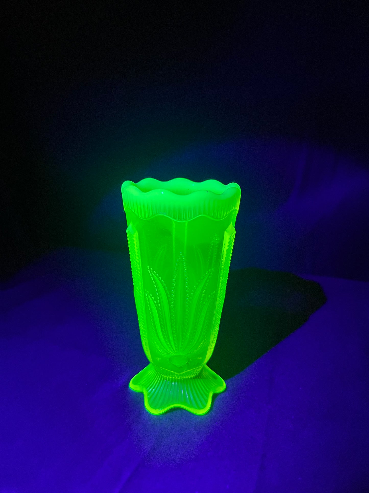 Uranium- 5” Fenton Cactus Vase - Topaz Opalescent