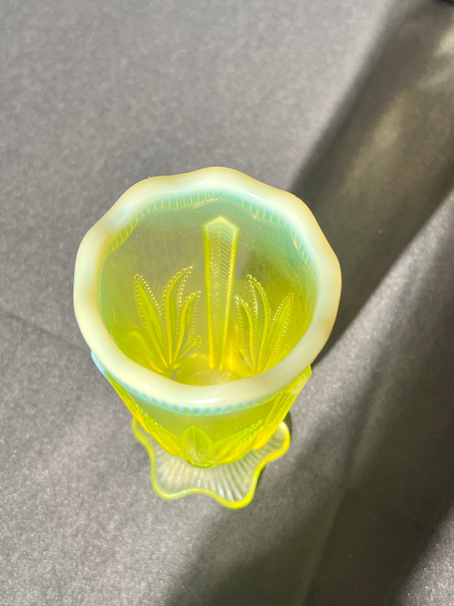 Uranium- 5” Fenton Cactus Vase - Topaz Opalescent