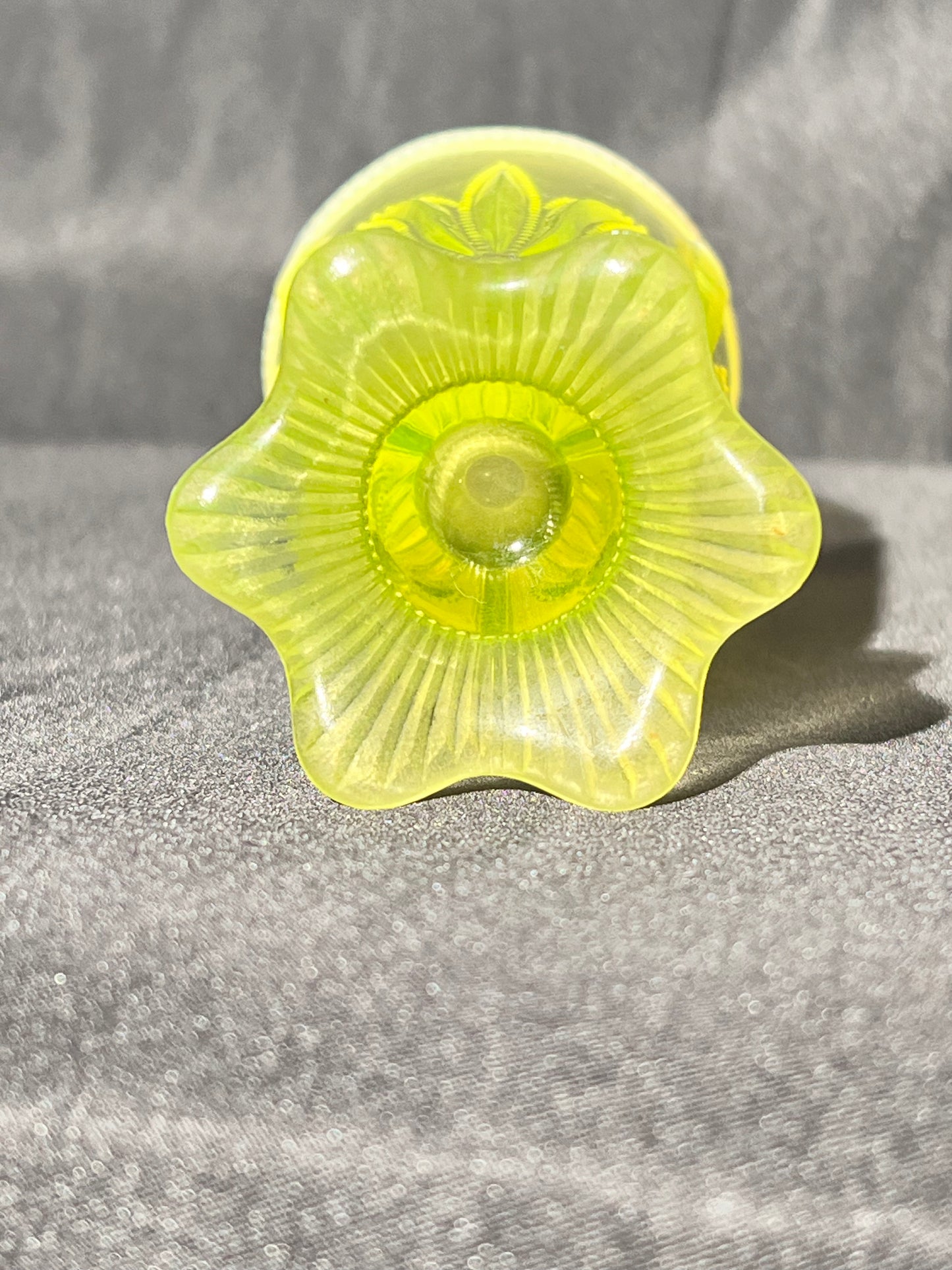 Uranium- 5” Fenton Cactus Vase - Topaz Opalescent