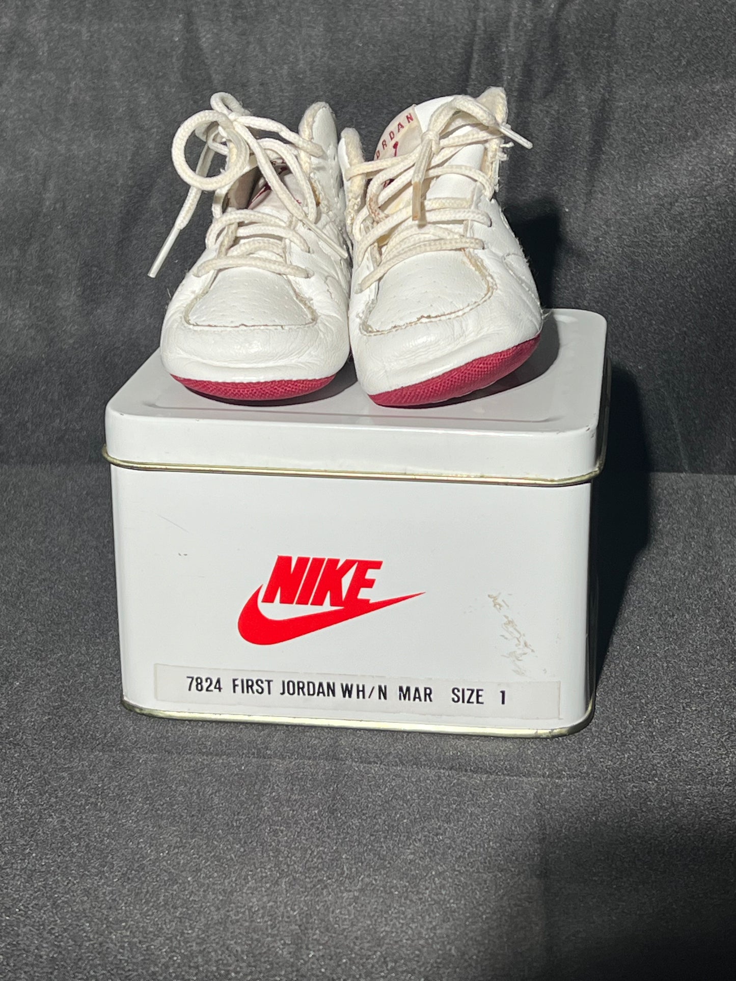 Nike - First Jordan Shoes - Size 1 - 7824 - 1990 - Baby Shoes - Pink-Maroon & White