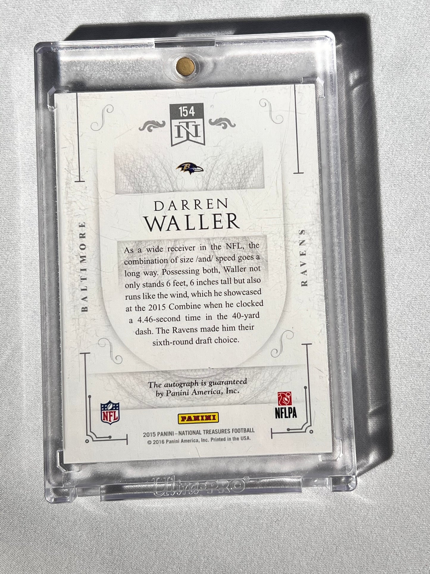 Football Card - Darren Waller - National Treasures - Baltimore Ravens- # 33/49 - 2015 - Autograph - Panini - 154 NT