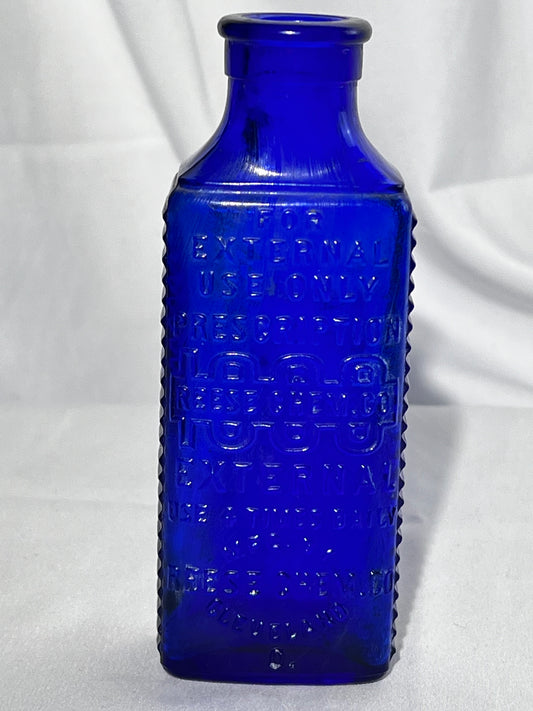 Antique Medicine Bottle- 5 1/2” cobalt blue glass bottle- Reese Chem Co. - for external use only