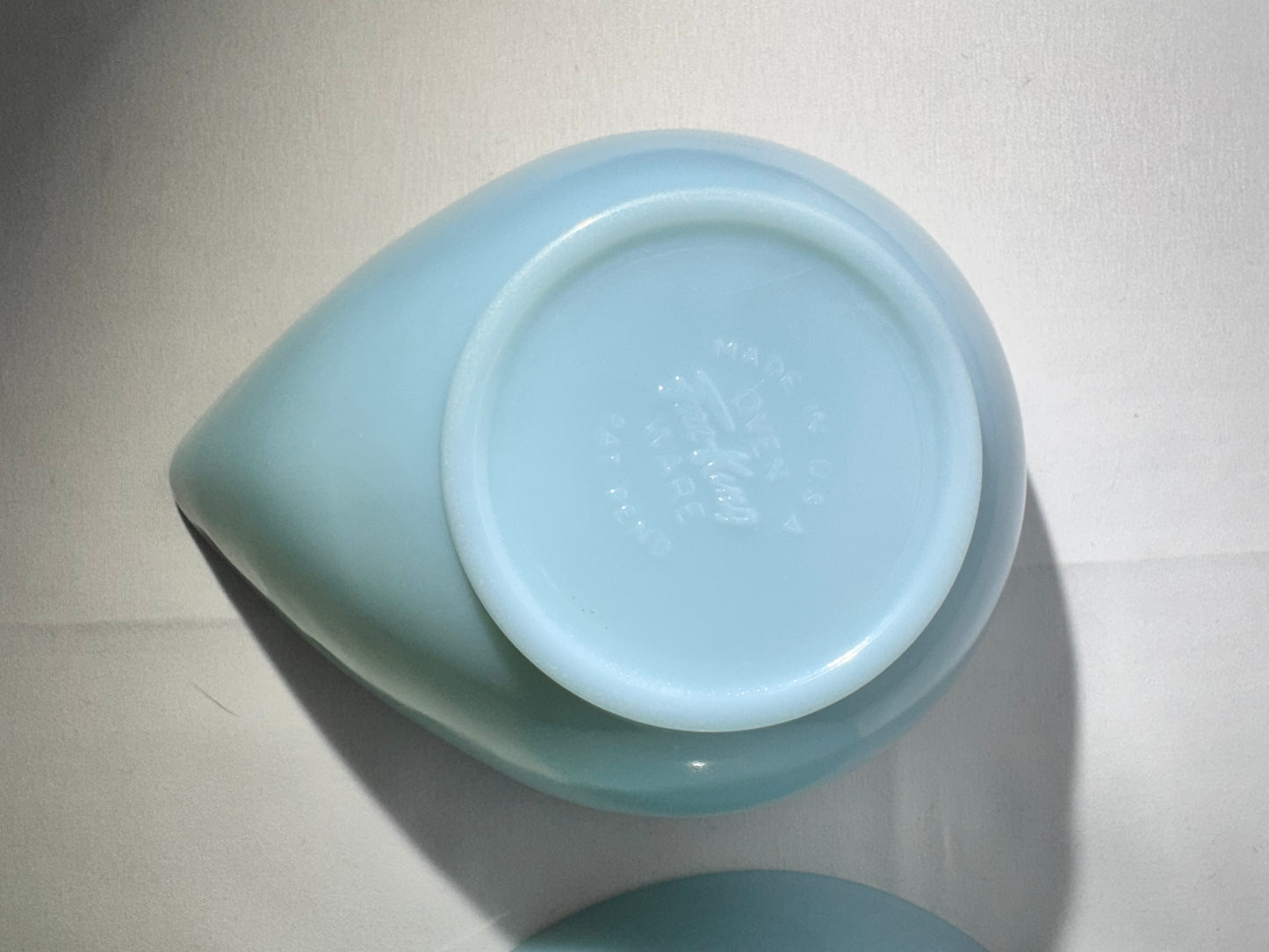 Fire King - Set of 3 Bowls - Teardrop- Light Blue - oven ware