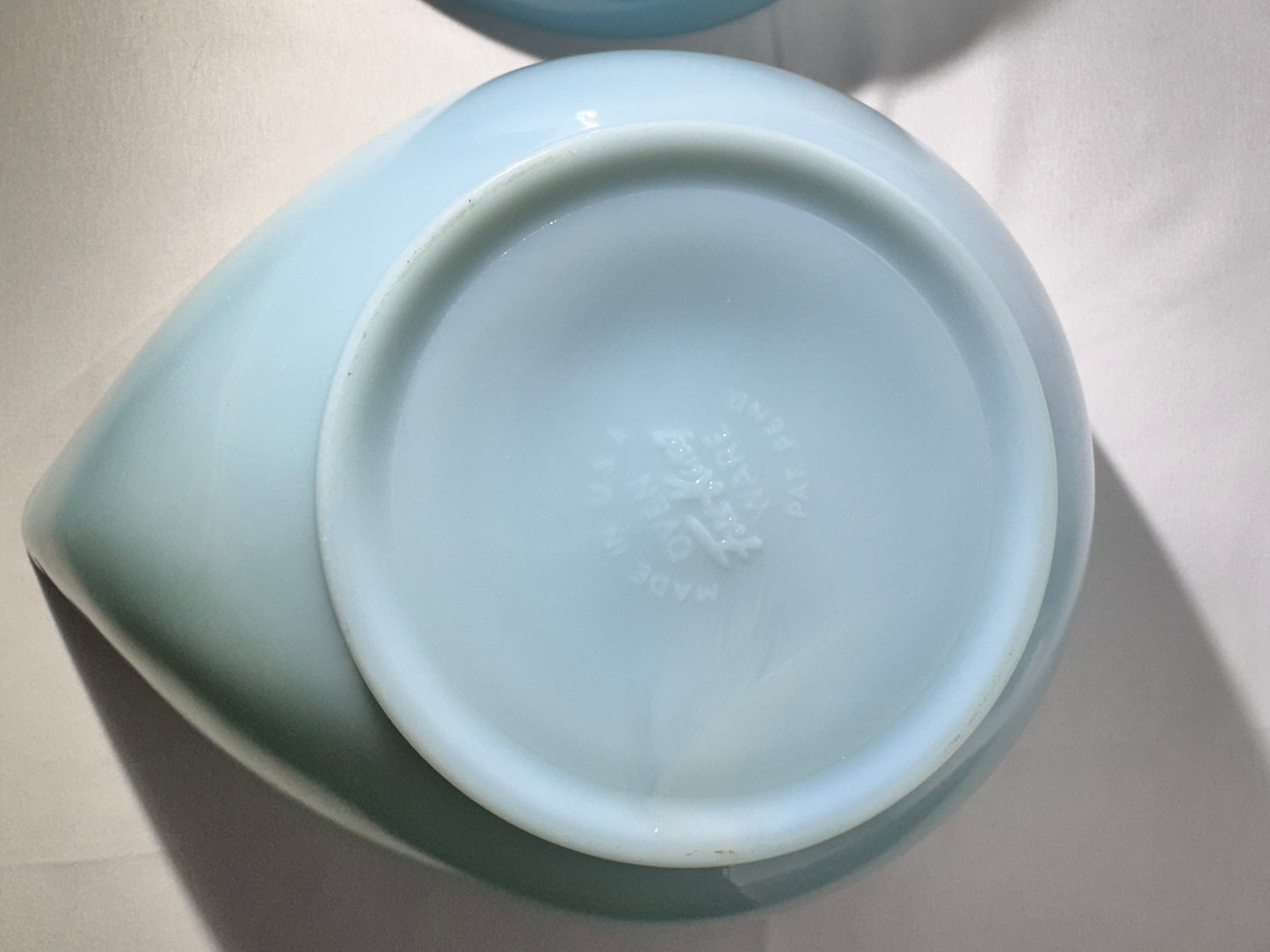 Fire King - Set of 3 Bowls - Teardrop- Light Blue - oven ware