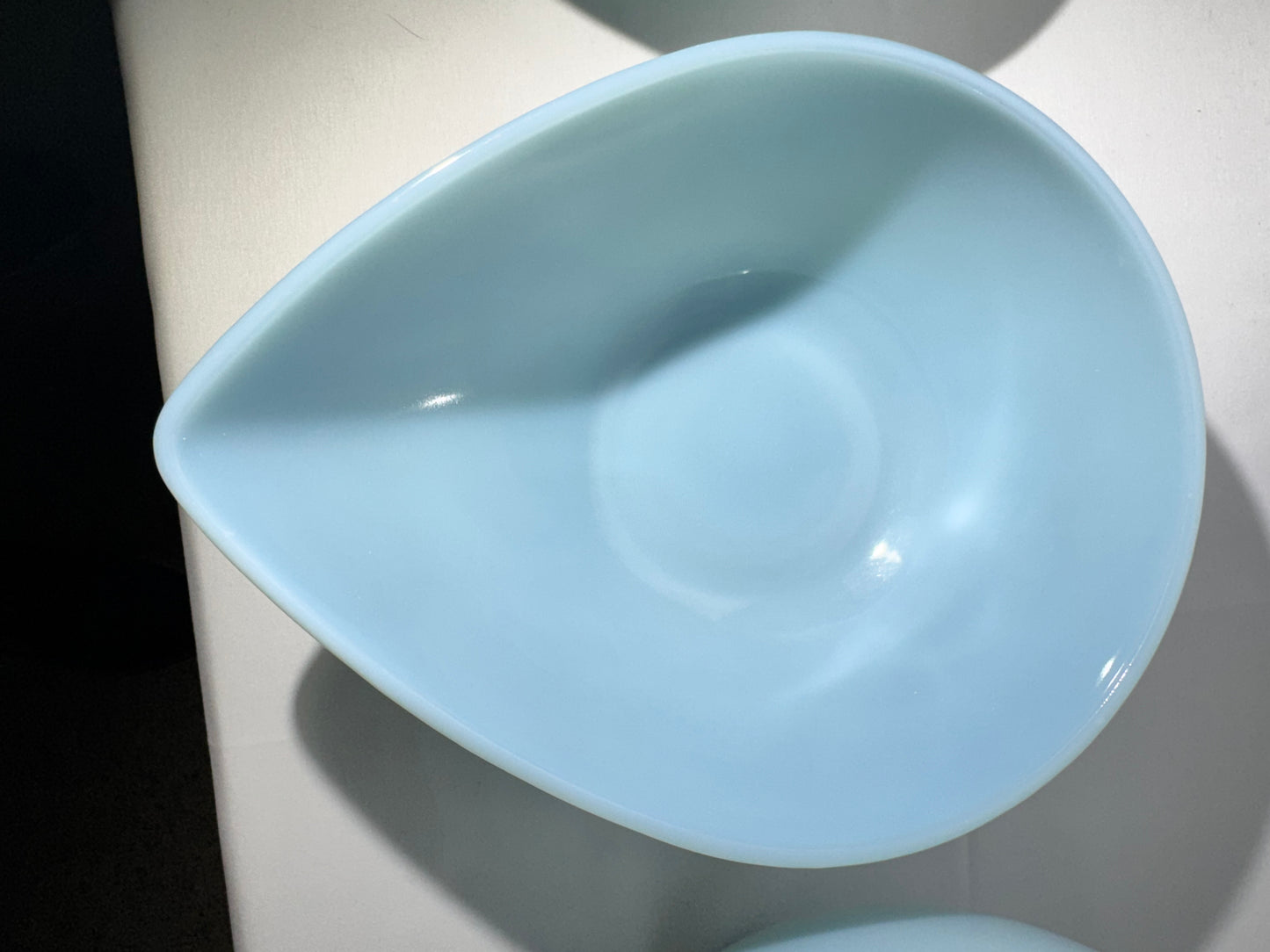 Fire King - Set of 3 Bowls - Teardrop- Light Blue - oven ware
