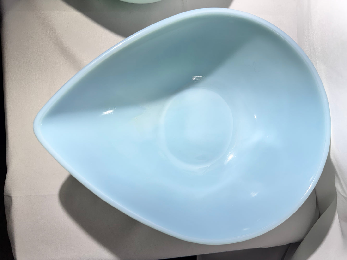 Fire King - Set of 3 Bowls - Teardrop- Light Blue - oven ware