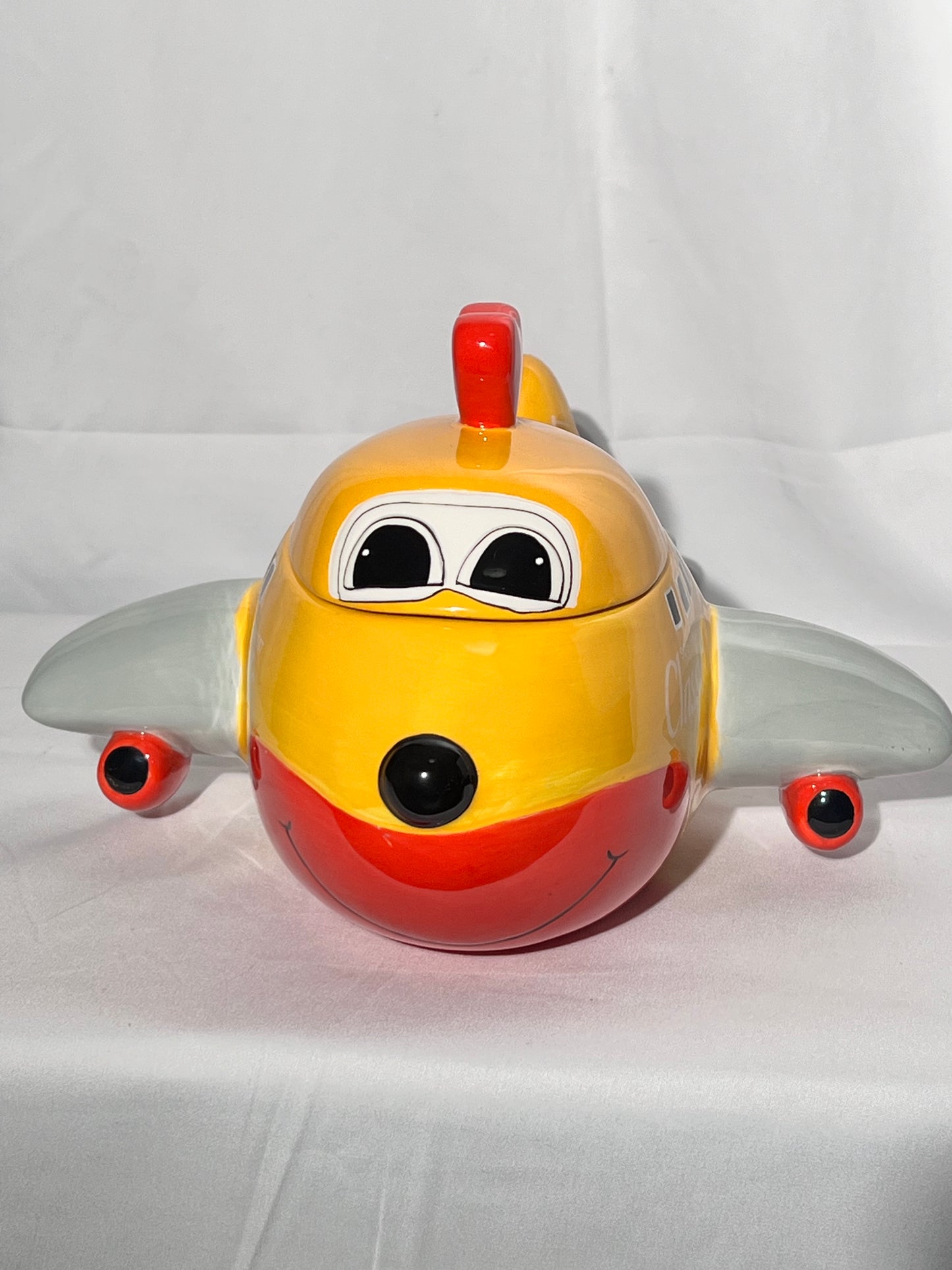 Southwest Airlines Airplane- 7 1/2” cookie jar - 2007 Creata- Yellow, Red and Gray- YQ 1007 Classic