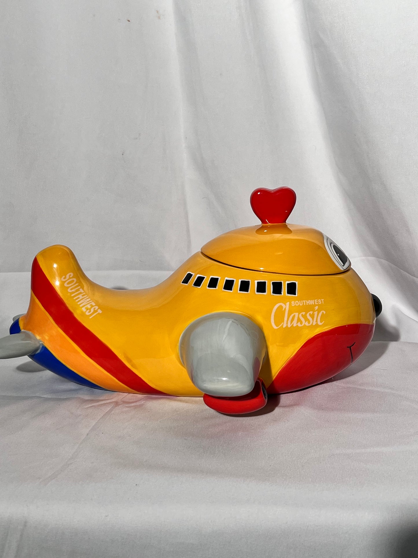 Southwest Airlines Airplane- 7 1/2” cookie jar - 2007 Creata- Yellow, Red and Gray- YQ 1007 Classic