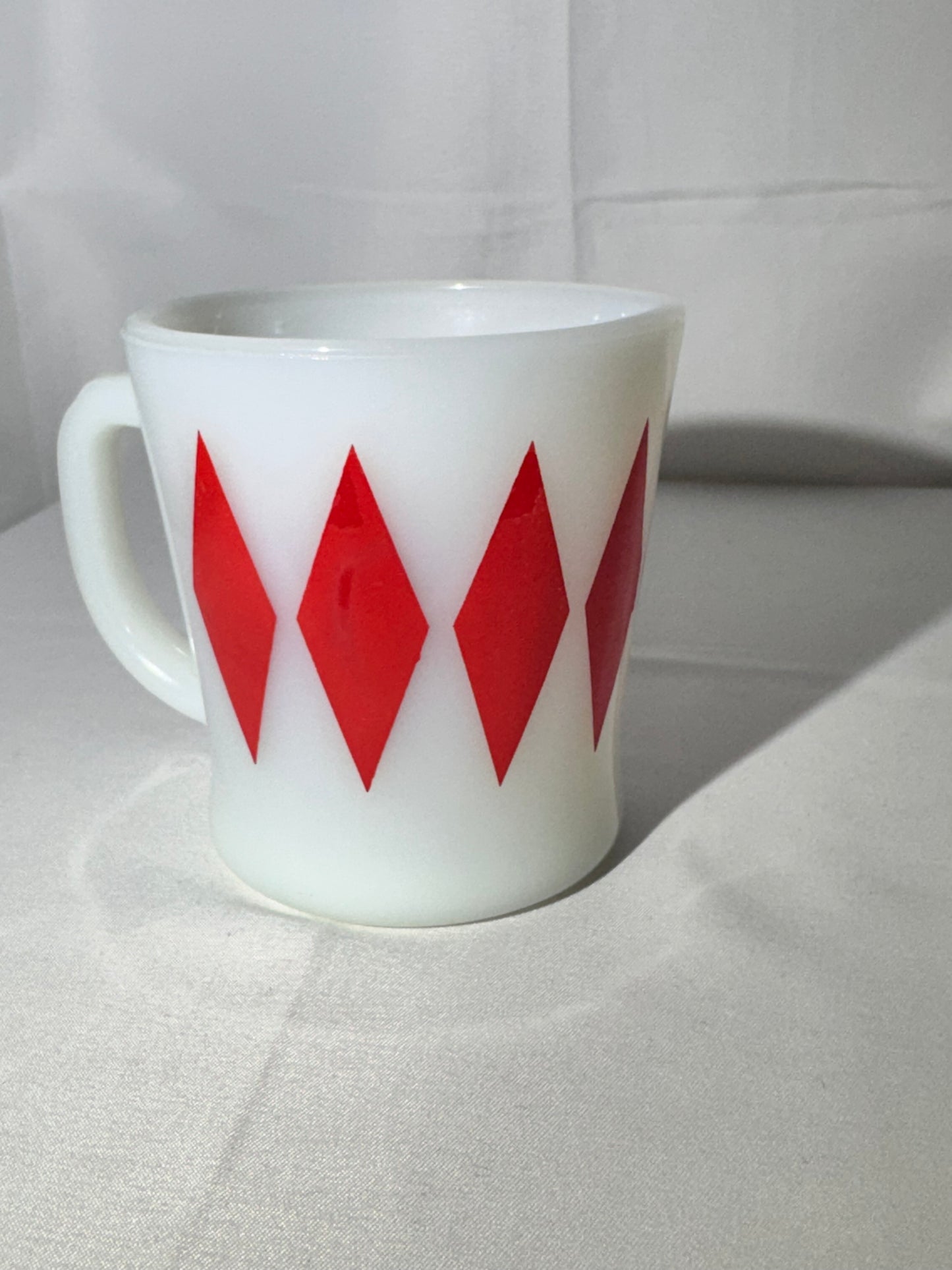 MCM- Fire King - Anchor Hocking - Harlequin Red Diamond- Mug - 56 - Oven Proof - made in USA