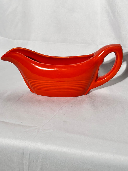 Bauer Pottery- Los Angeles- vintage- gravy boat- Orange - ring ware