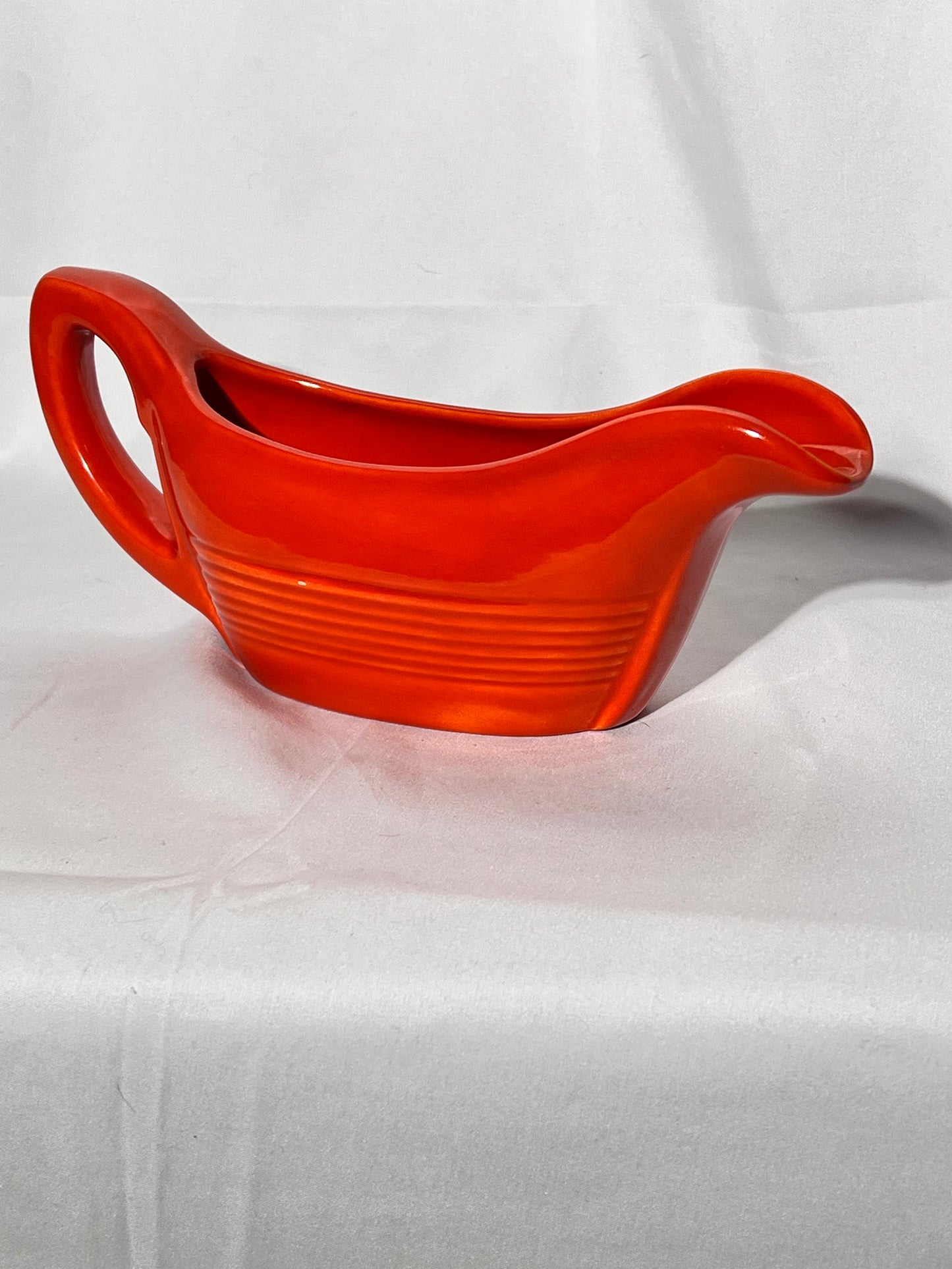 Bauer Pottery- Los Angeles- vintage- gravy boat- Orange - ring ware