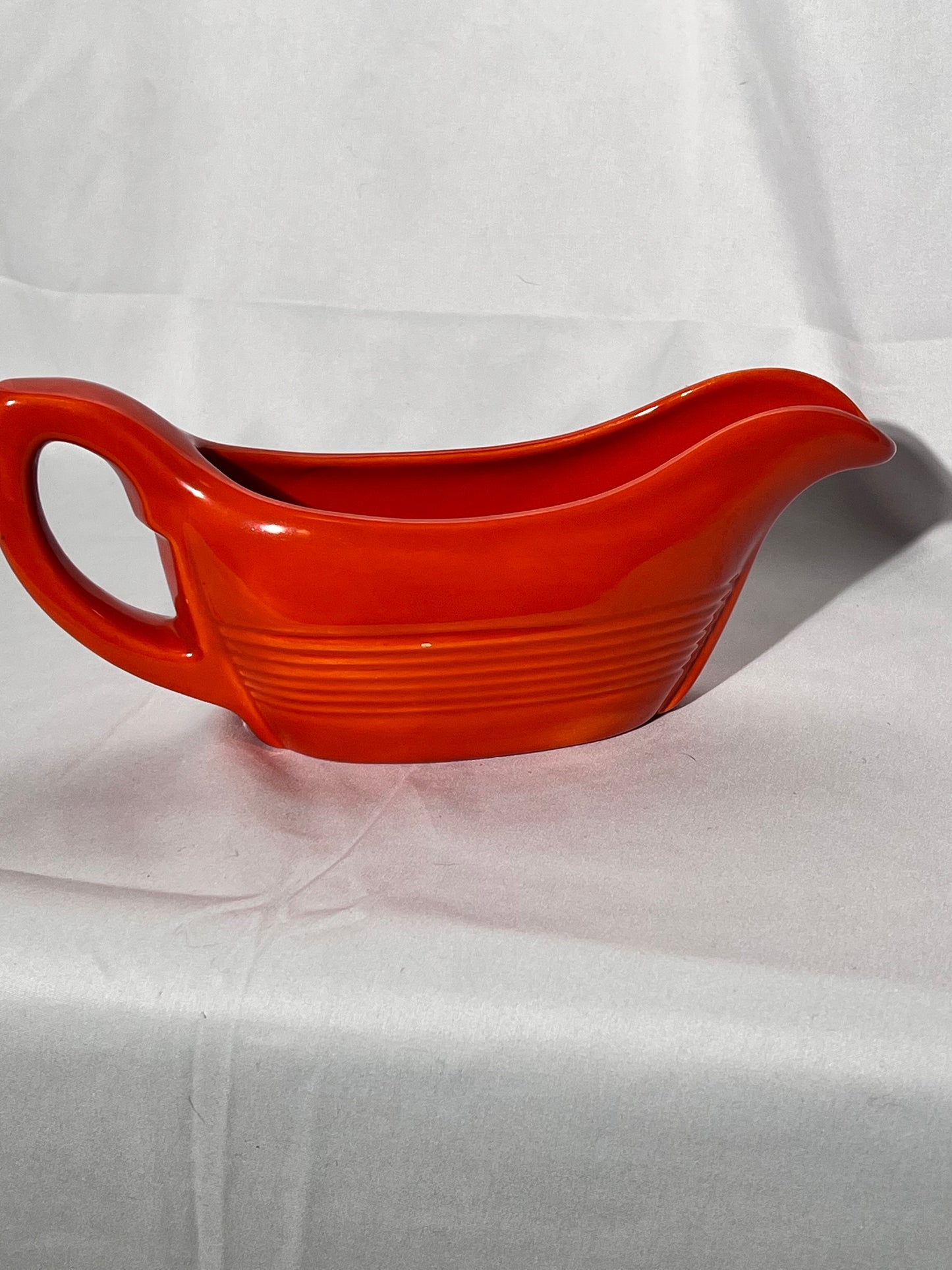 Bauer Pottery- Los Angeles- vintage- gravy boat- Orange - ring ware