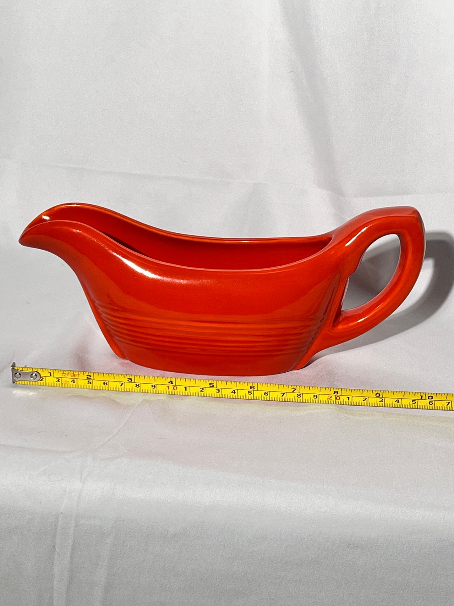 Bauer Pottery- Los Angeles- vintage- gravy boat- Orange - ring ware
