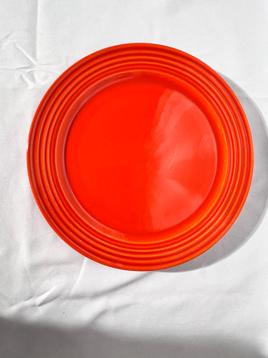 Bauer pottery- 9 1/2” dinner plate- orange- 5 rings - ring ware - vintage