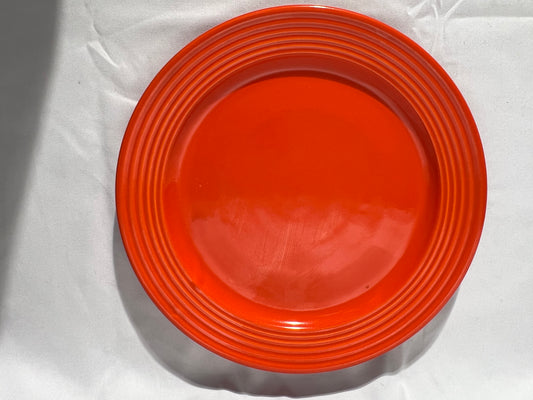 Bauer pottery- 10 1/2” dinner plate- orange- 5 rings - ring ware - vintage